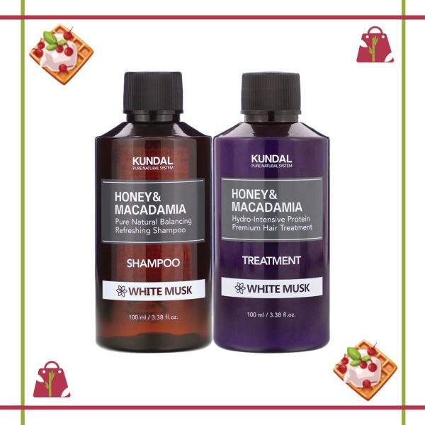 شامبو-وبلسم-للشعر-بالعسل-والمكاديميا،-برائحة-المسك-الأبيض